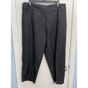 Jennifer Eden Ramie Blend Pants Size 16 Black Cropped Preppy Lagenlook Office
